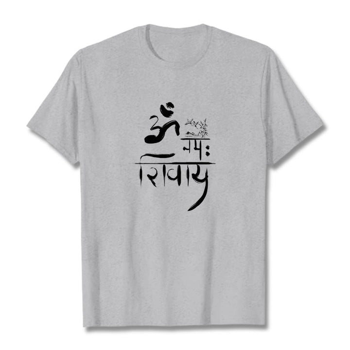 Camiseta de algodón de bambú con diseño de grulla Buddha Stones OM NAMAH SHIVAYA - Gris claro - 2XL - image 20