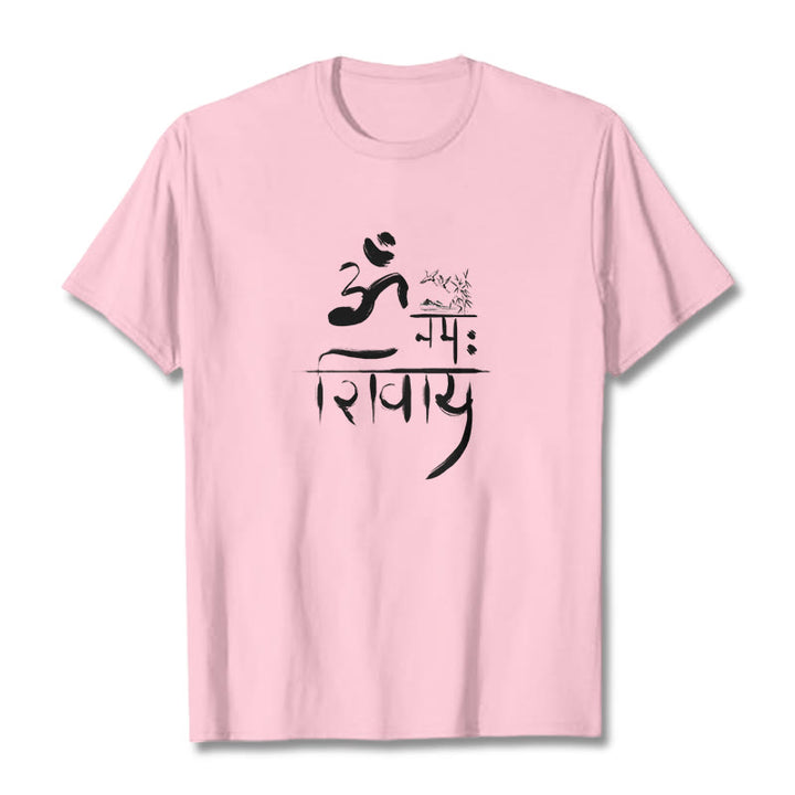Camiseta de algodón de bambú con diseño de grulla Buddha Stones OM NAMAH SHIVAYA - Rosa claro - 2XL - image 9
