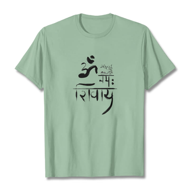 Camiseta de algodón de bambú con diseño de grulla Buddha Stones OM NAMAH SHIVAYA - Verde pálido - 2XL - image 13