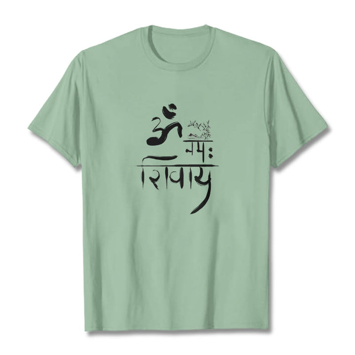 Camiseta de algodón de bambú con diseño de grulla Buddha Stones OM NAMAH SHIVAYA - Verde pálido - 2XL - image 13