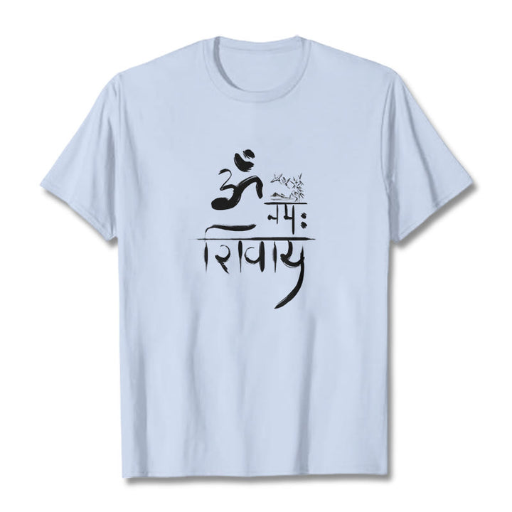 Camiseta de algodón de bambú con diseño de grulla Buddha Stones OM NAMAH SHIVAYA - Cian claro - 2XL - image 15