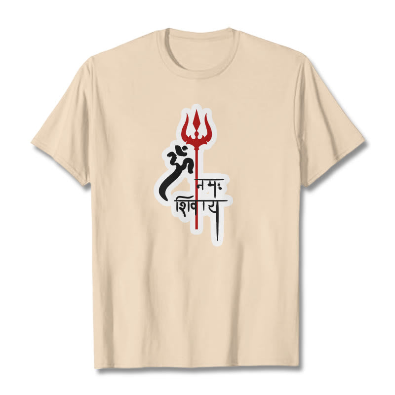 Camiseta de algodón con perfil de tridente rojo OM NAMAH SHIVAYA con Buddha Stones - Sopa de mariscos - 2XL - image 18