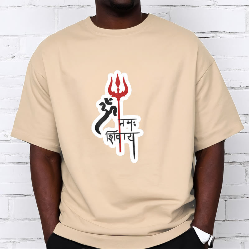 Camiseta de algodón con perfil de tridente rojo OM NAMAH SHIVAYA con Buddha Stones - image 19