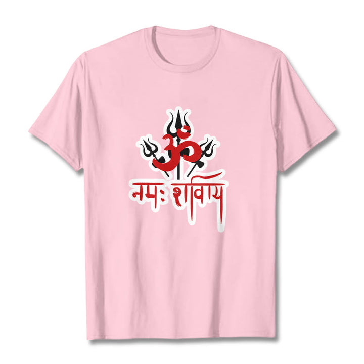 Camiseta de algodón con Buddha Stones OM NAMAH SHIVAYA, tres tridentes - Rosa claro - 2XL - image 10
