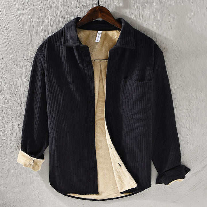 Camisa cómoda de pana con bolsillo, cuello vuelto y manga larga para hombre de Buddha Stones - Negro - US/UK/AU40, UE 50 (3XL) - image 16