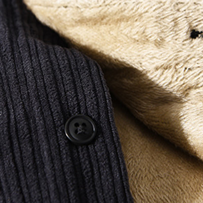 Camisa cómoda de pana con bolsillo, cuello vuelto y manga larga para hombre de Buddha Stones - image 17