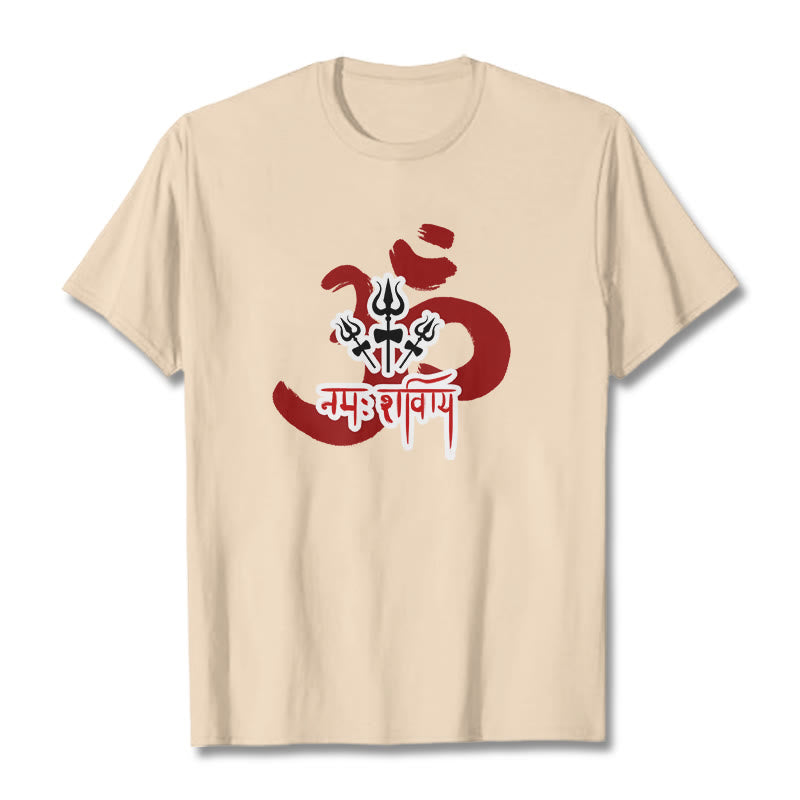 Camiseta de algodón con tres pequeños tridentes y Buddha Stones OM NAMAH SHIVAYA - Sopa de mariscos - 2XL - image 1