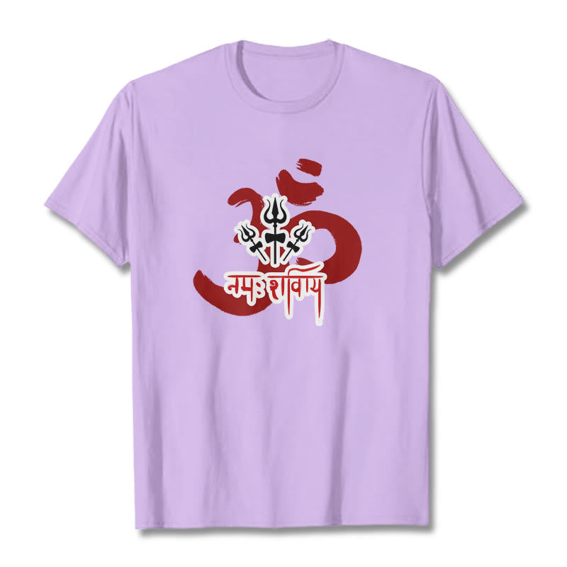 Camiseta de algodón con tres pequeños tridentes y Buddha Stones OM NAMAH SHIVAYA - Ciruela - 2XL - image 8