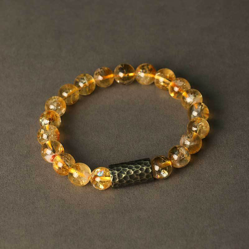 Pulsera de doble vuelta con protección de semillas de Bodhi, sándalo y citrino con Buddha Stones