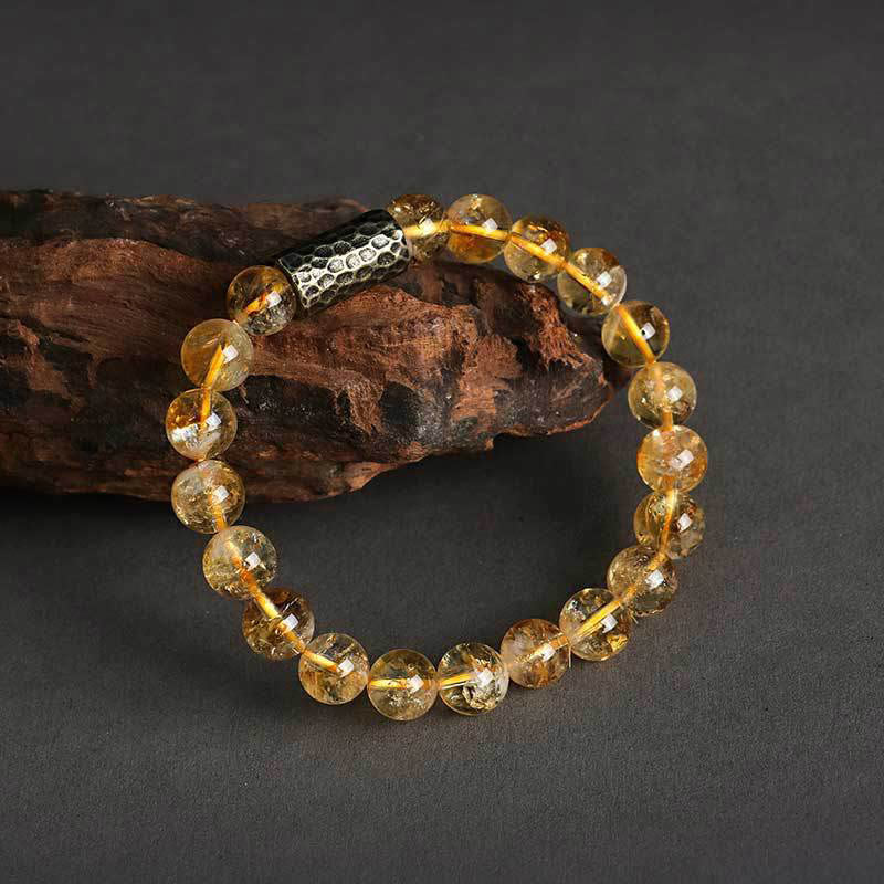 Pulsera de doble vuelta con protección de semillas de Bodhi, sándalo y citrino con Buddha Stones