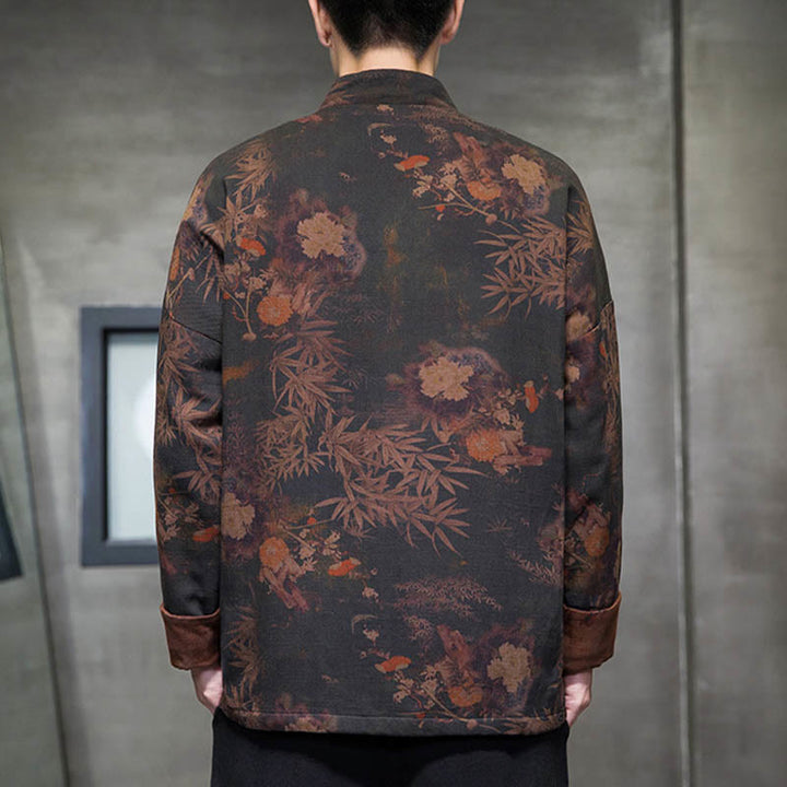 Camisa larga de algodón para hombre, chaqueta y traje chino con botones de rana y Buddha Stones - image 2