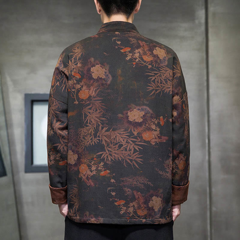 Camisa larga de algodón para hombre, chaqueta y traje chino con botones de rana y Buddha Stones - image 3