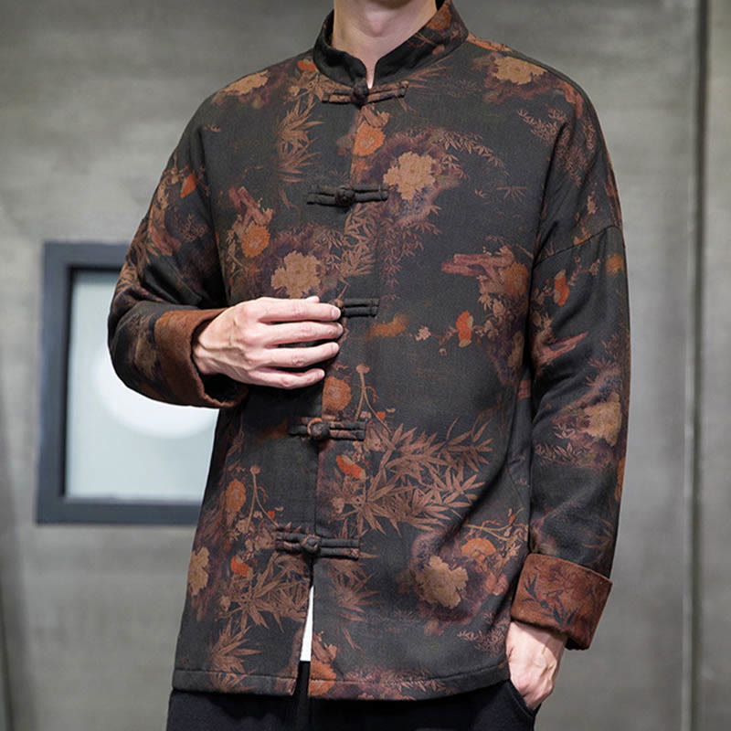 Camisa larga de algodón para hombre, chaqueta y traje chino con botones de rana y Buddha Stones - image 7