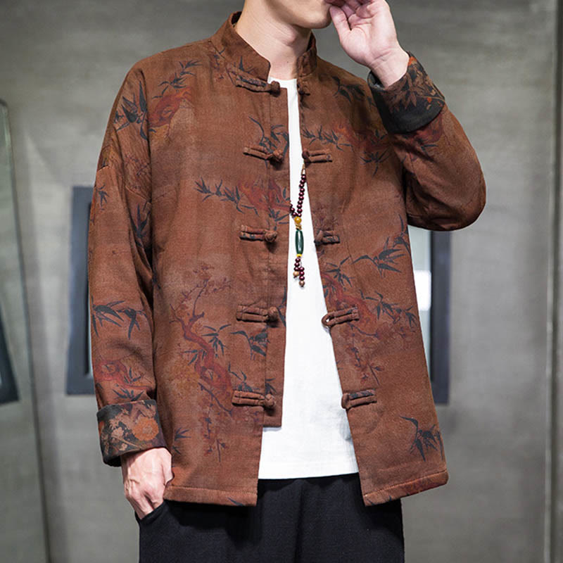Camisa larga de algodón para hombre, chaqueta y traje chino con botones de rana y Buddha Stones - image 17