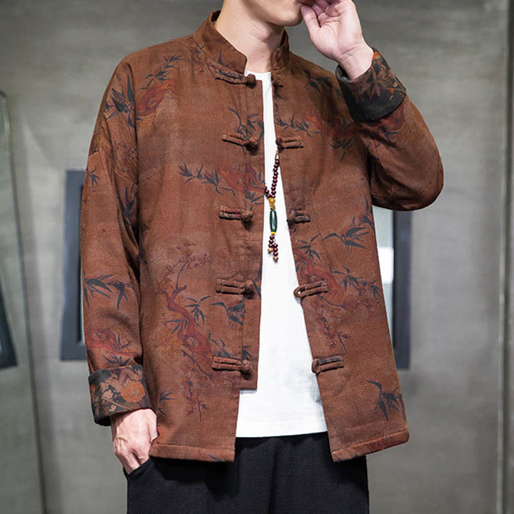 Camisa larga de algodón para hombre, chaqueta y traje chino con botones de rana y Buddha Stones - image 17