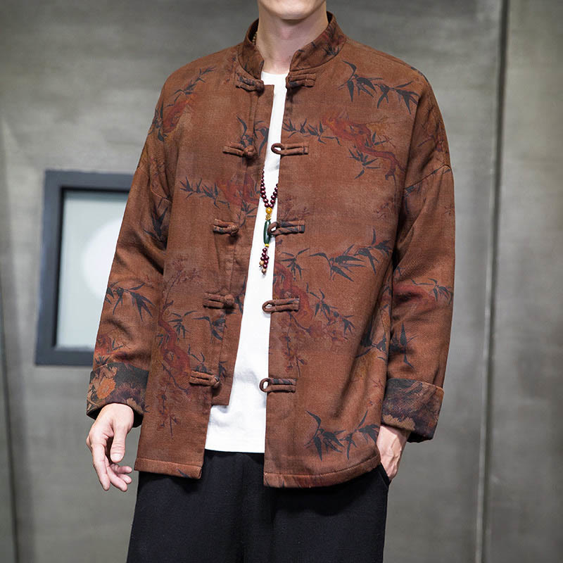 Camisa larga de algodón para hombre, chaqueta y traje chino con botones de rana y Buddha Stones - image 12