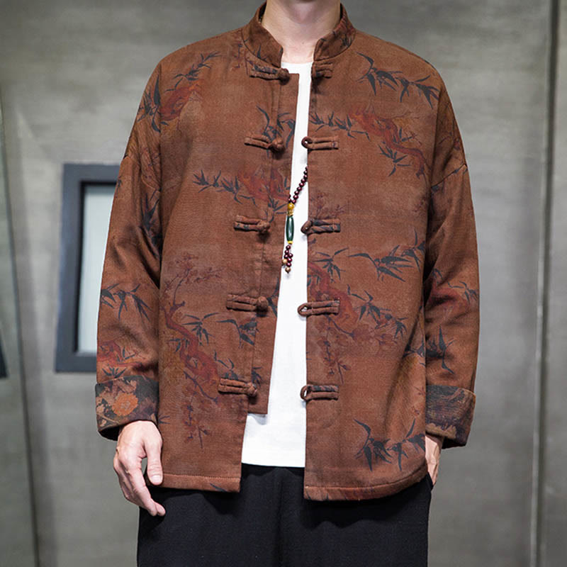 Camisa larga de algodón para hombre, chaqueta y traje chino con botones de rana y Buddha Stones - image 18