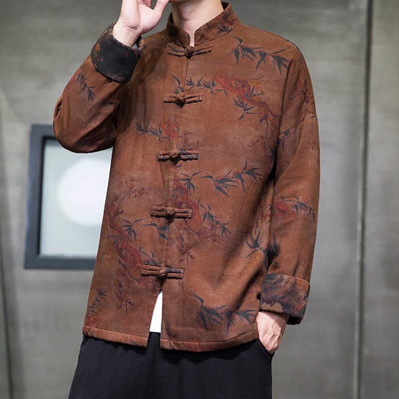 Camisa larga de algodón para hombre, chaqueta y traje chino con botones de rana y Buddha Stones - image 13