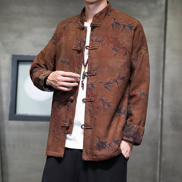 Camisa larga de algodón para hombre, chaqueta y traje chino con botones de rana y Buddha Stones - image 18