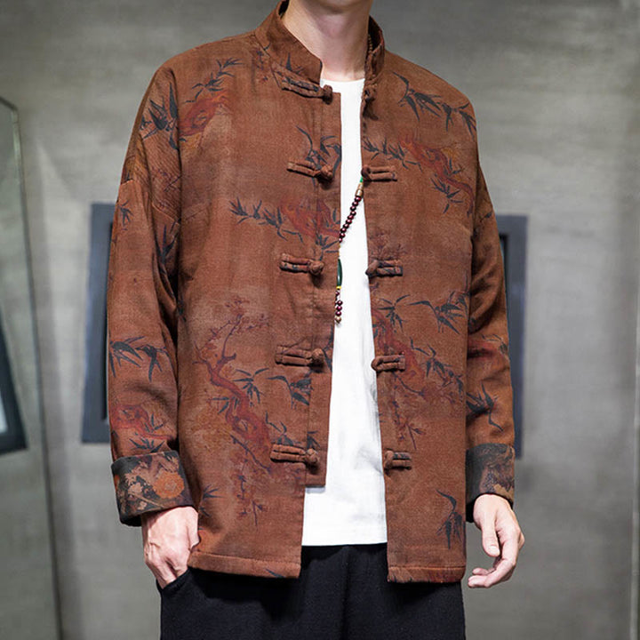 Camisa larga de algodón para hombre, chaqueta y traje chino con botones de rana y Buddha Stones - image 19