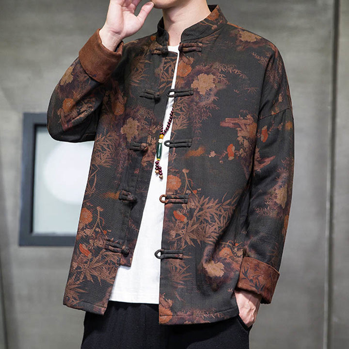 Camisa larga de algodón para hombre, chaqueta y traje chino con botones de rana y Buddha Stones - image 9