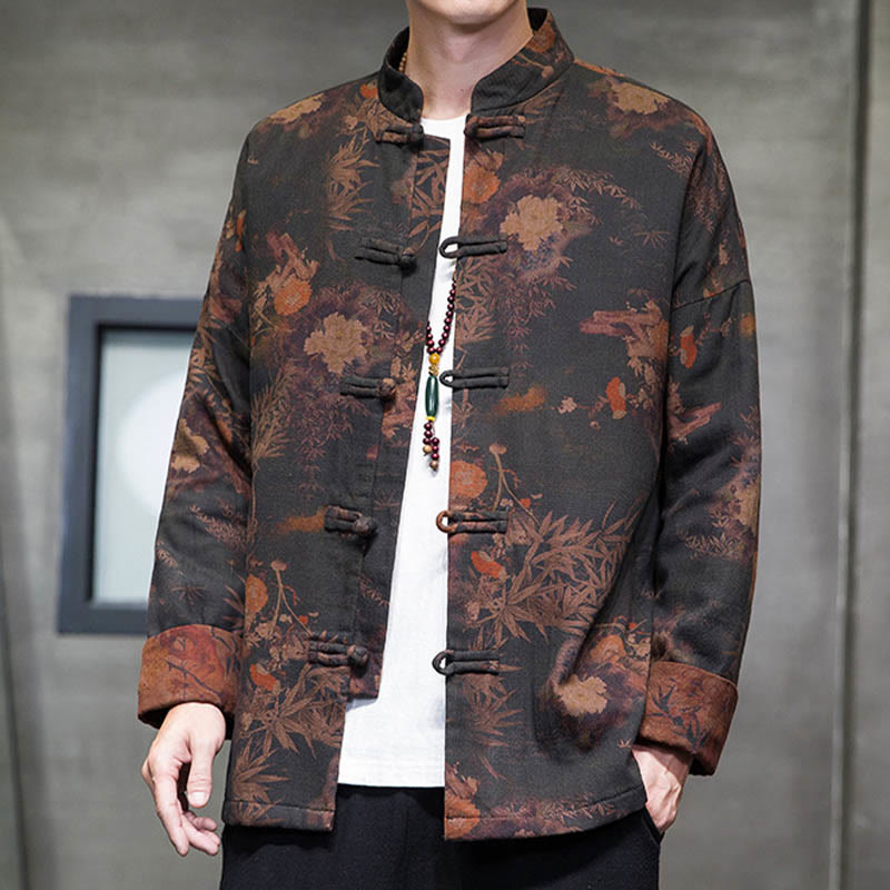 Camisa larga de algodón para hombre, chaqueta y traje chino con botones de rana y Buddha Stones - image 8
