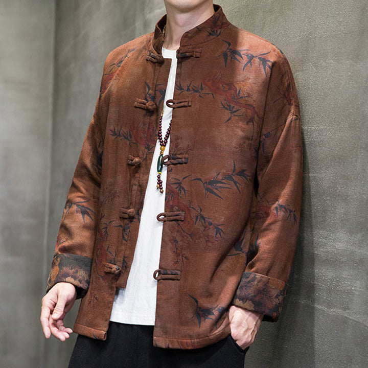 Camisa larga de algodón para hombre, chaqueta y traje chino con botones de rana y Buddha Stones - image 16