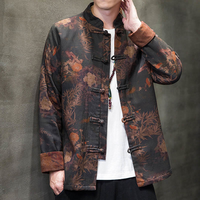 Camisa larga de algodón para hombre, chaqueta y traje chino con botones de rana y Buddha Stones - image 5