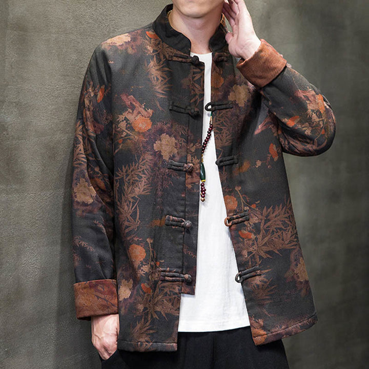 Camisa larga de algodón para hombre, chaqueta y traje chino con botones de rana y Buddha Stones - image 5