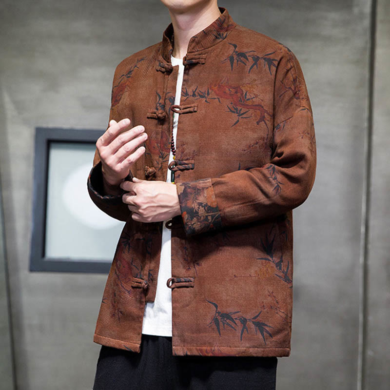 Camisa larga de algodón para hombre, chaqueta y traje chino con botones de rana y Buddha Stones - image 19