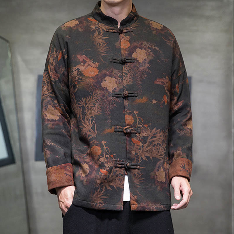 Camisa larga de algodón para hombre, chaqueta y traje chino con botones de rana y Buddha Stones - image 8
