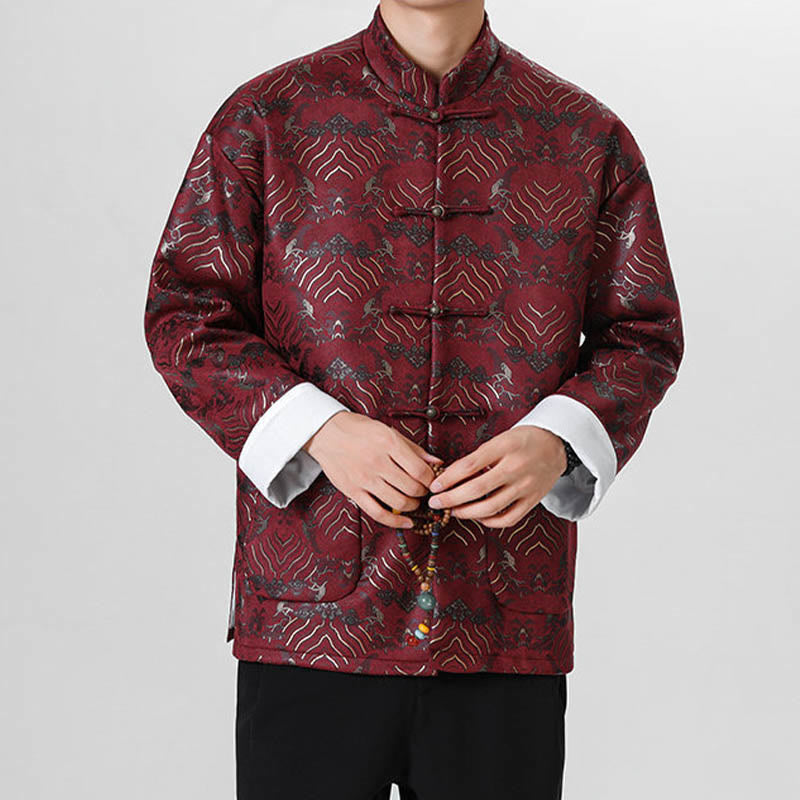 Traje chino Tang con Buddha Stones , camisa larga con forma de onda, chaqueta para hombre - image 8