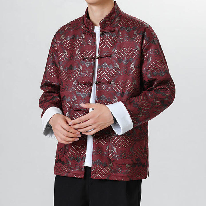 Traje chino Tang con Buddha Stones , camisa larga con forma de onda, chaqueta para hombre - image 9