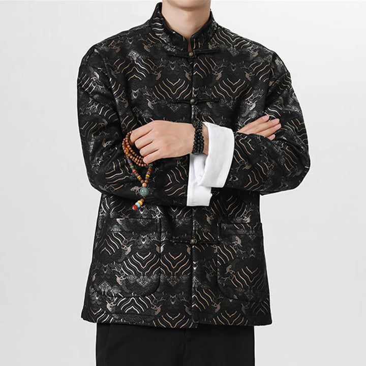Traje chino Tang con Buddha Stones , camisa larga con forma de onda, chaqueta para hombre - image 2
