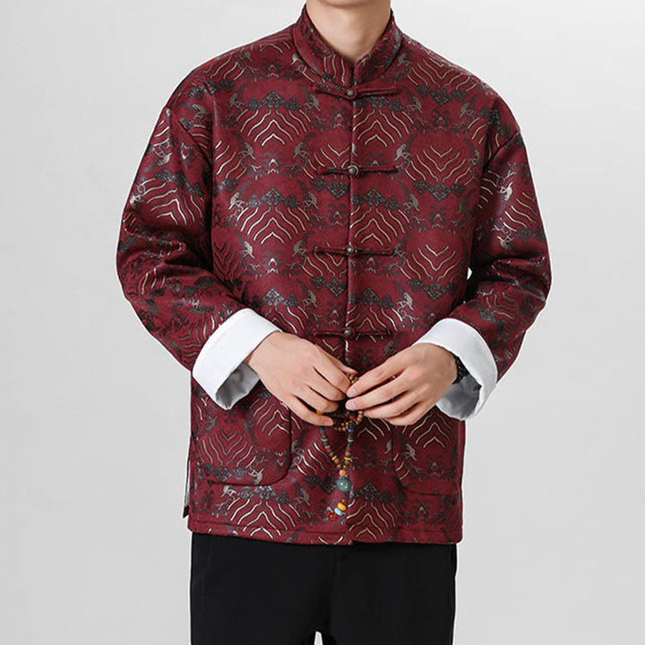 Traje chino Tang con Buddha Stones , camisa larga con forma de onda, chaqueta para hombre - image 7