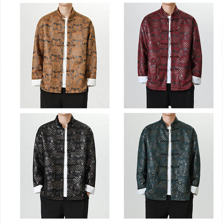 Traje chino Tang con Buddha Stones , camisa larga con forma de onda, chaqueta para hombre - image 29