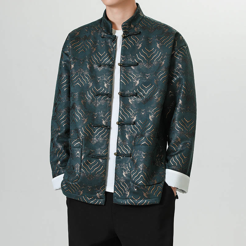 Traje chino Tang con Buddha Stones , camisa larga con forma de onda, chaqueta para hombre - image 17