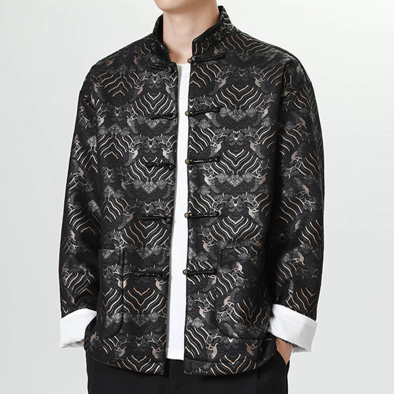 Traje chino Tang con Buddha Stones , camisa larga con forma de onda, chaqueta para hombre - image 5