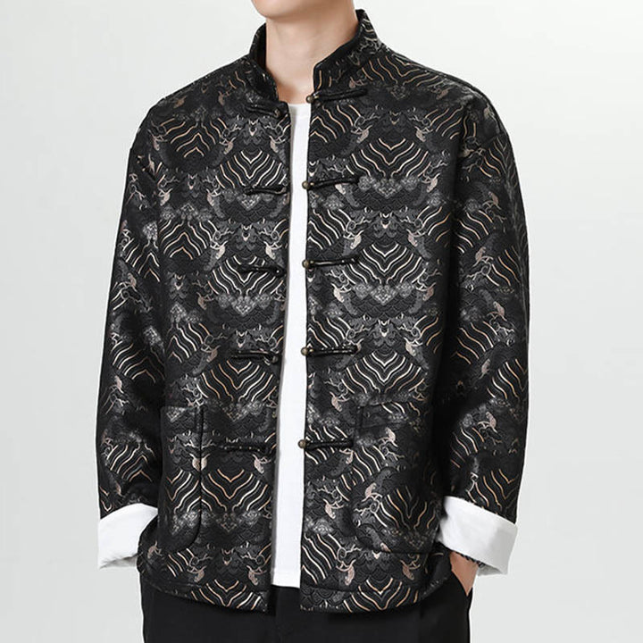 Traje chino Tang con Buddha Stones , camisa larga con forma de onda, chaqueta para hombre - image 5