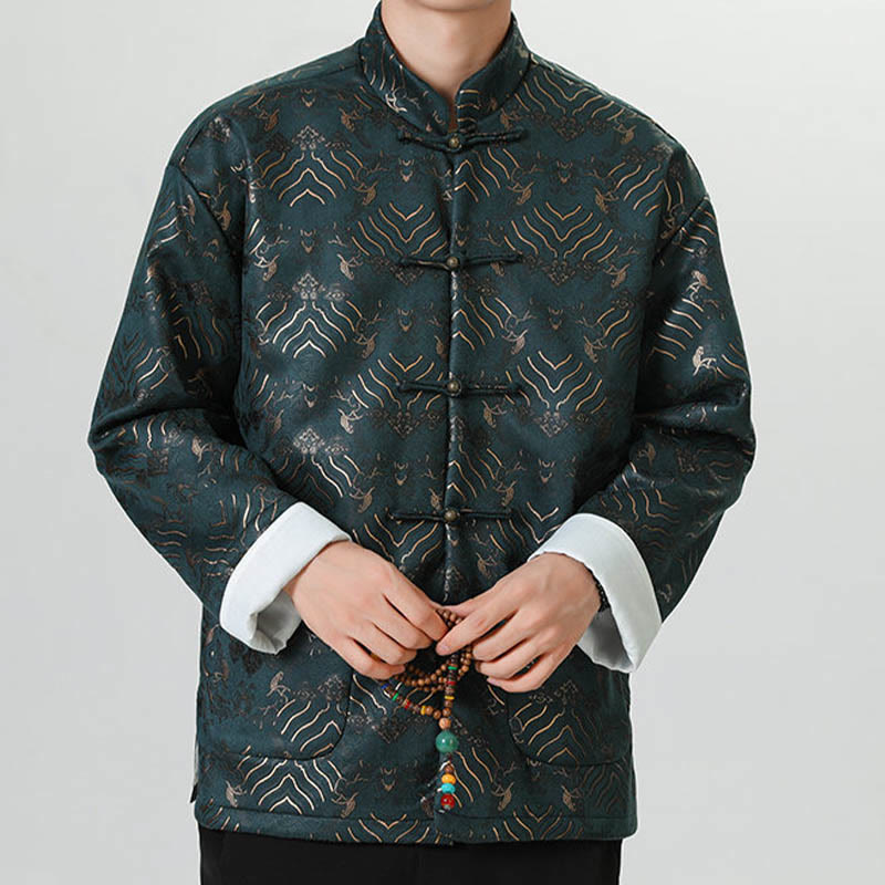 Traje chino Tang con Buddha Stones , camisa larga con forma de onda, chaqueta para hombre - image 13