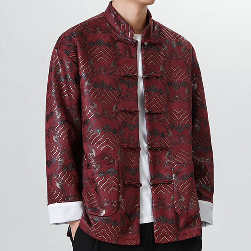 Traje chino Tang con Buddha Stones , camisa larga con forma de onda, chaqueta para hombre - image 11