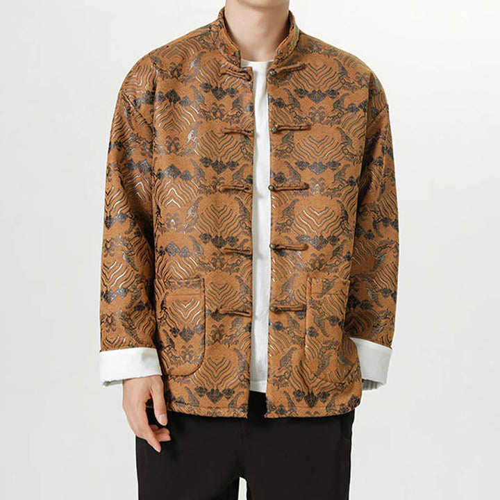 Traje chino Tang con Buddha Stones , camisa larga con forma de onda, chaqueta para hombre - image 21