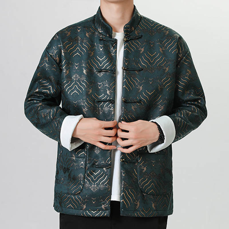 Traje chino Tang con Buddha Stones , camisa larga con forma de onda, chaqueta para hombre - image 18