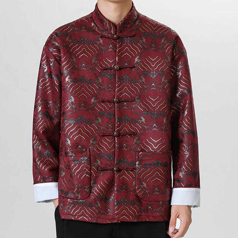 Traje chino Tang con Buddha Stones , camisa larga con forma de onda, chaqueta para hombre - image 12