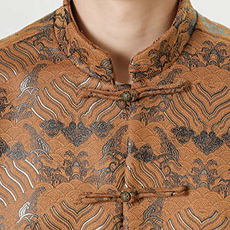 Traje chino Tang con Buddha Stones , camisa larga con forma de onda, chaqueta para hombre - image 26