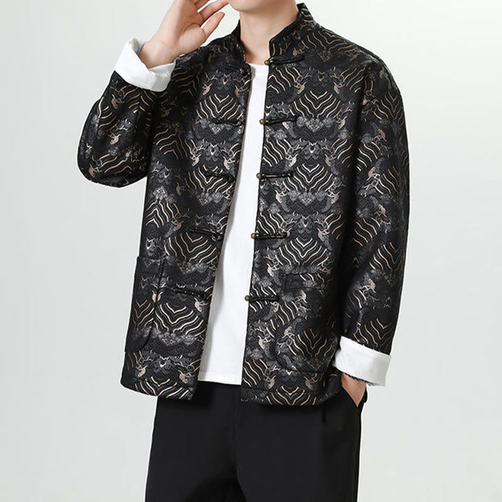 Traje chino Tang con Buddha Stones , camisa larga con forma de onda, chaqueta para hombre - image 6