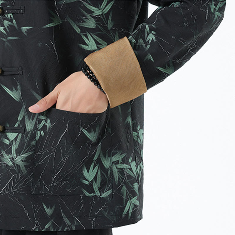 Chaqueta informal de licra con botones de rana y estampado de Buddha Stones para hombre, de bambú - image 11