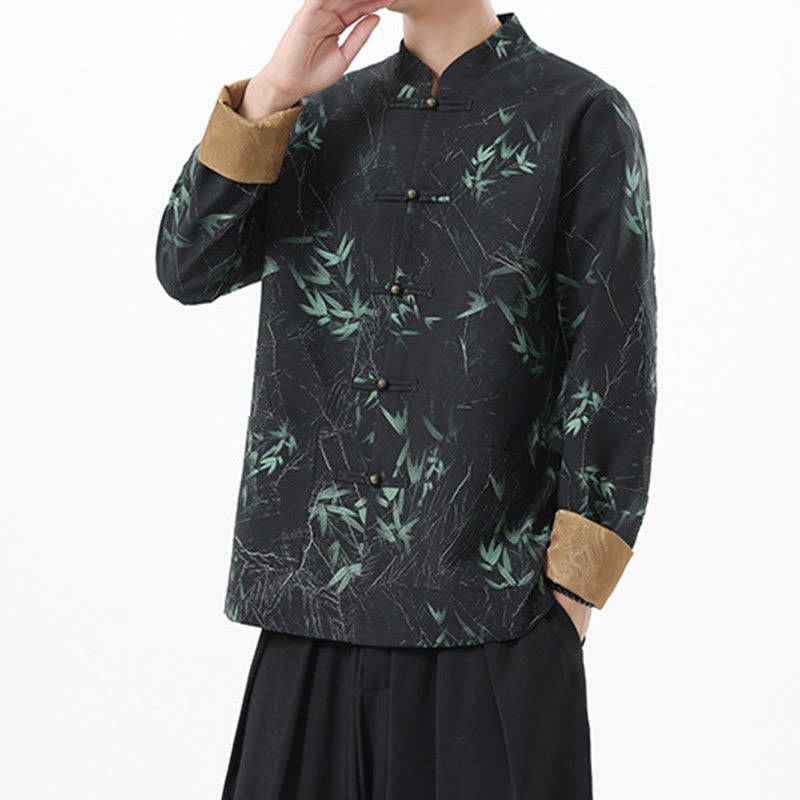 Chaqueta informal de licra con botones de rana y estampado de Buddha Stones para hombre, de bambú - image 12