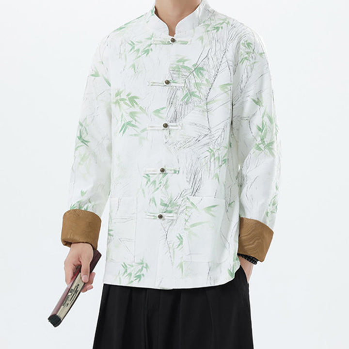 Chaqueta informal de licra con botones de rana y estampado de Buddha Stones para hombre, de bambú - image 17