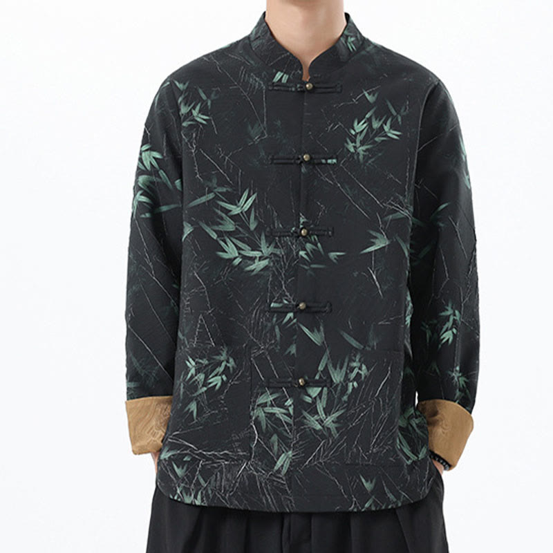 Chaqueta informal de licra con botones de rana y estampado de Buddha Stones para hombre, de bambú - image 6